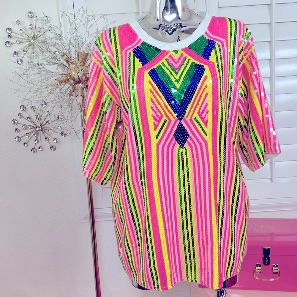 Aztec Print Sequin Dress/Top